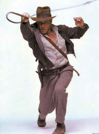 Indiana Jones wielding his bull-whip.